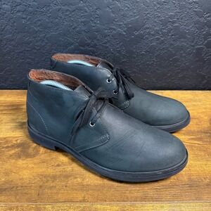 Clarks Bushacre 3 Black Leather‎ Chukka Desert Boots Mens Size 8.5M